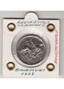 1928 1 Lira Buono Sigillato Italia Seduta Vittorio Emanuele III